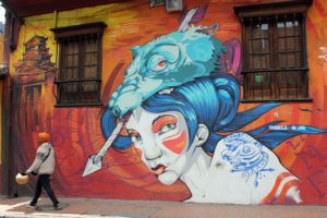 Japanese Style Woman Street Art - Bogotá Colombia Graffiti Tour