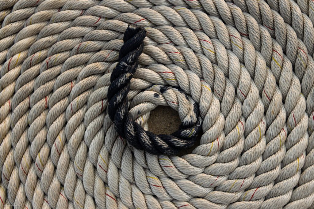 Coiled Boat Mooring Line Rope at the United States Naval Academy in Annapolis Maryland