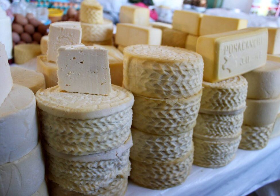 Local Cheeses at Cusco Market in Peru